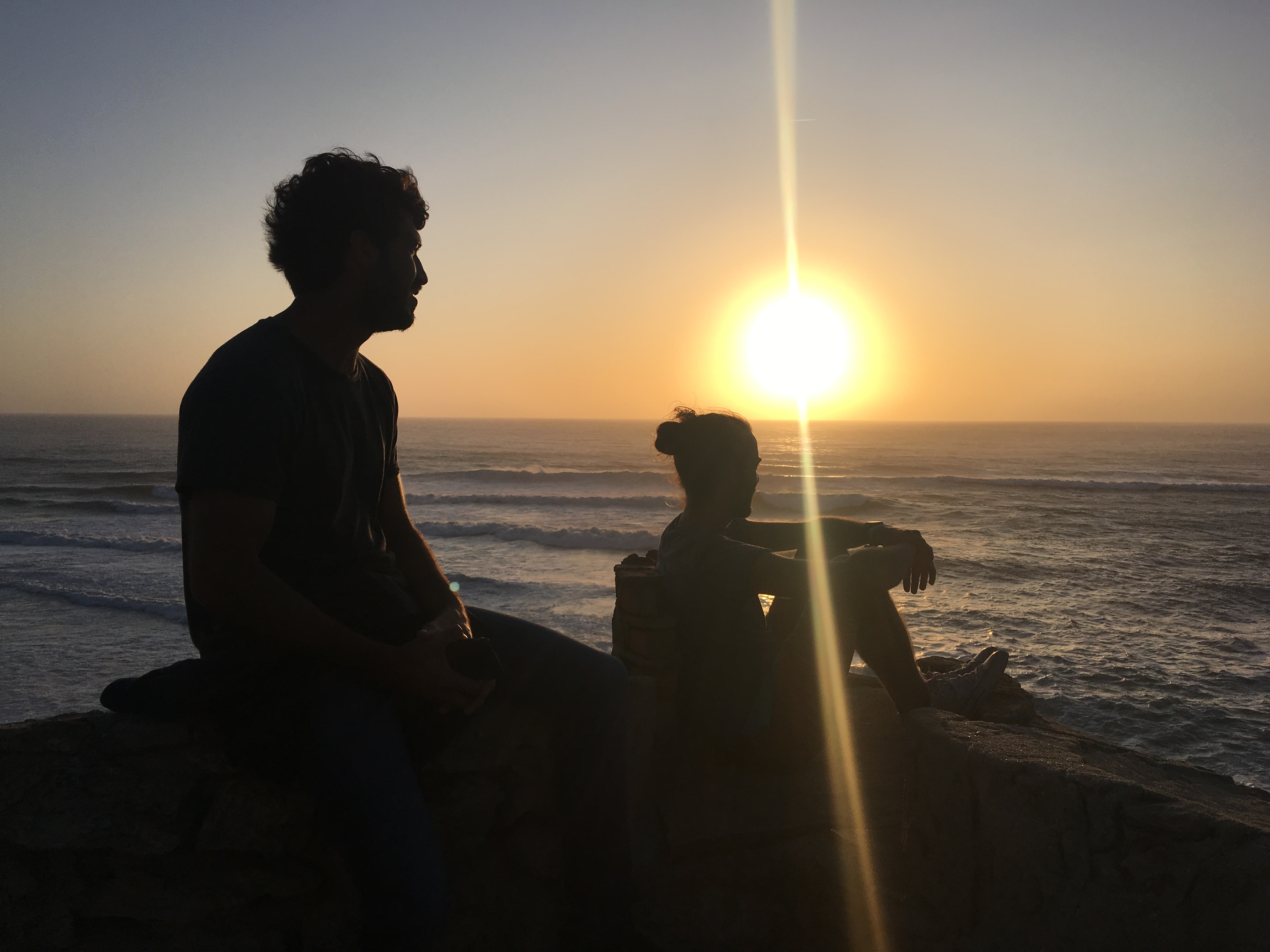 Photo of two men watching a sunset